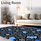 Cute Blue Cats Snowflake Circles Rug