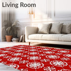 Red White Ice Flower Lattice Area Rug