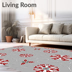Crimson White Floral Swirls Gray Rug