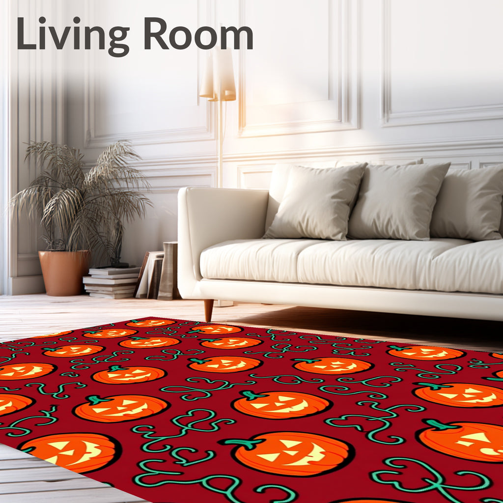 Orange Jack-o-Lantern Swirl Background Rug