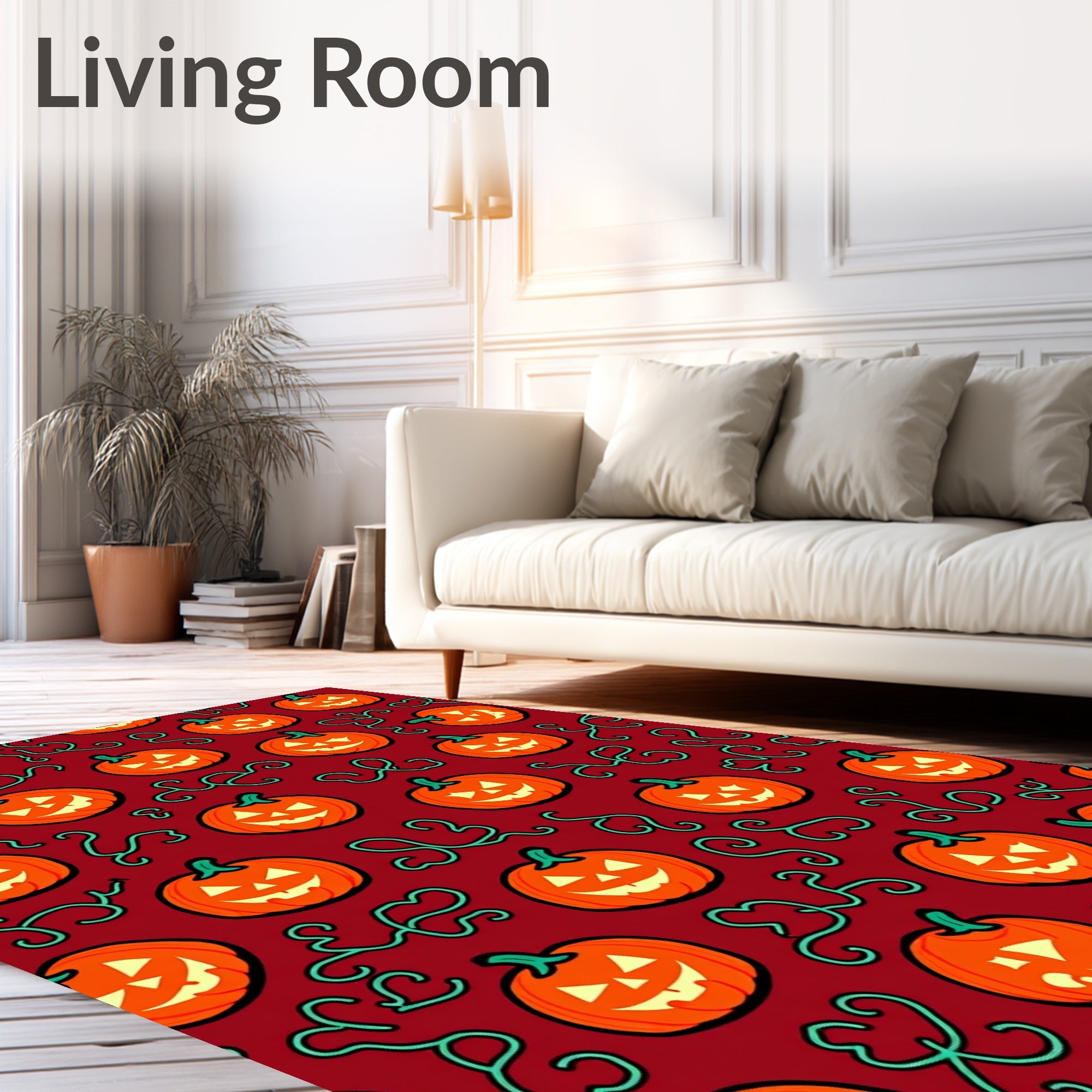 Orange Jack-o-Lantern Swirl Background Rug