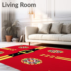 Red Yellow Festive Medallion Belt Accents Rug