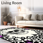 Ornate Skull Floral Frame Rug