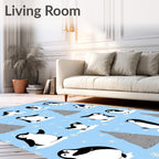Whimsical Penguin Snowflakes Iceberg Background Rug