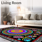 Vibrant Rainbow Medallion Floral Border Rug