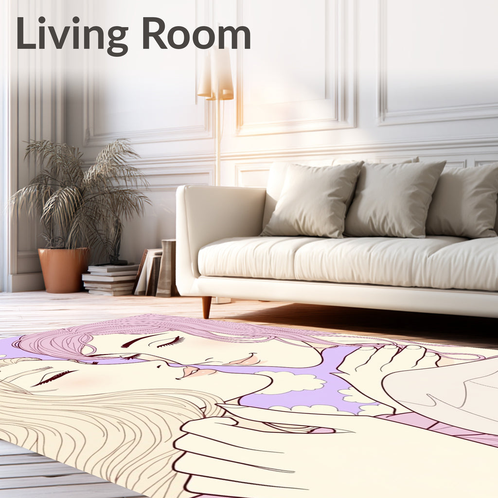 Pastel Purple Heart Cloud Couple Art Rug