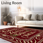 Vintage Burgundy Gold Floral Ornament Rug