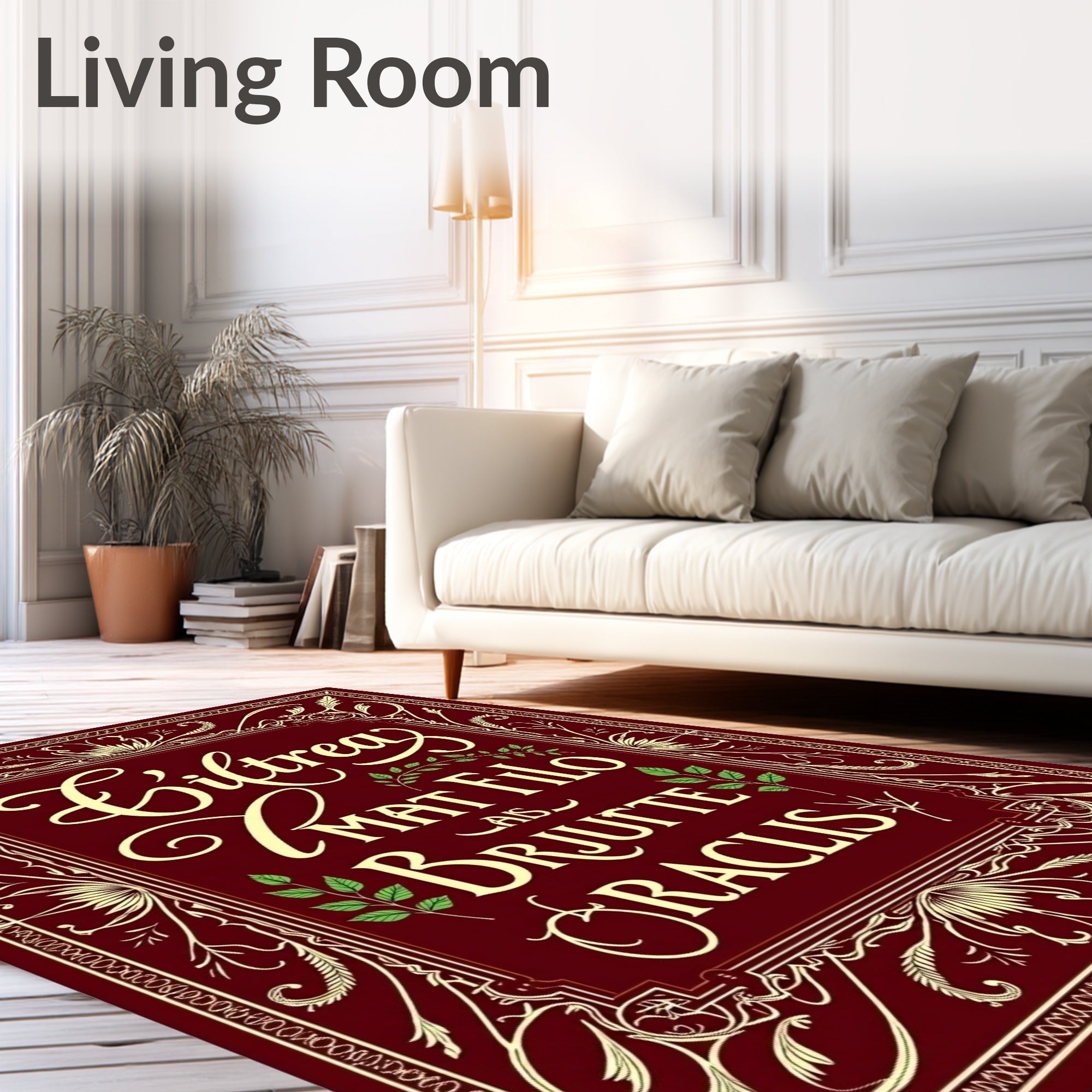 Vintage Burgundy Gold Floral Ornament Rug
