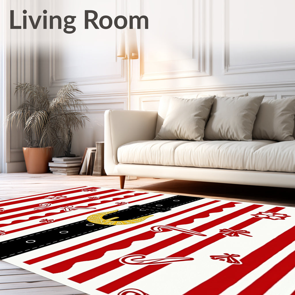 Festive Red Stripe Candy Cane Belt Rug