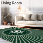 Forest Green White Radial Starburst Rug