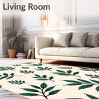 Deep Forest Green Fern Branches Rug