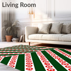 Diagonal Stripe Red Swirl Emerald Rug
