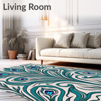 Teal Peacock Feather Art Nouveau Rug