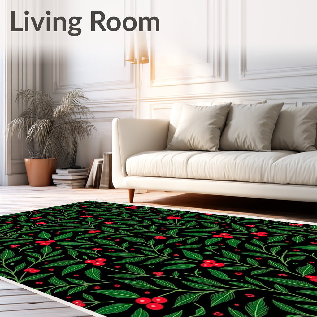 Verdant Holly Berry Foliage Rug