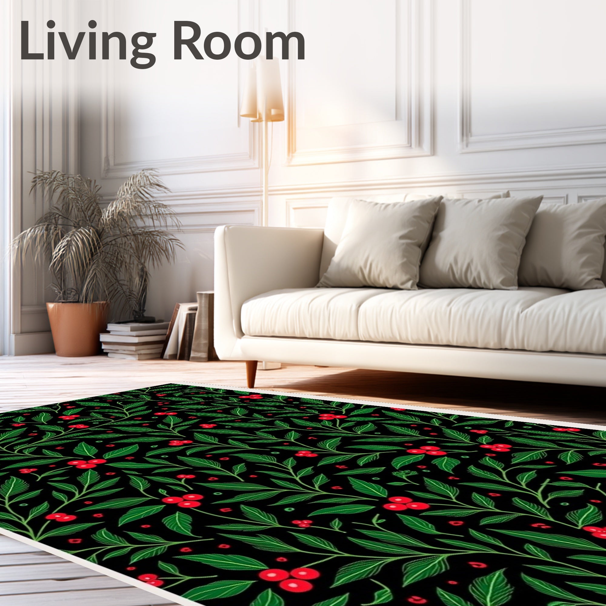 Verdant Holly Berry Foliage Rug