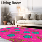 Bright Pink Teal Feather Star Medallion Rug