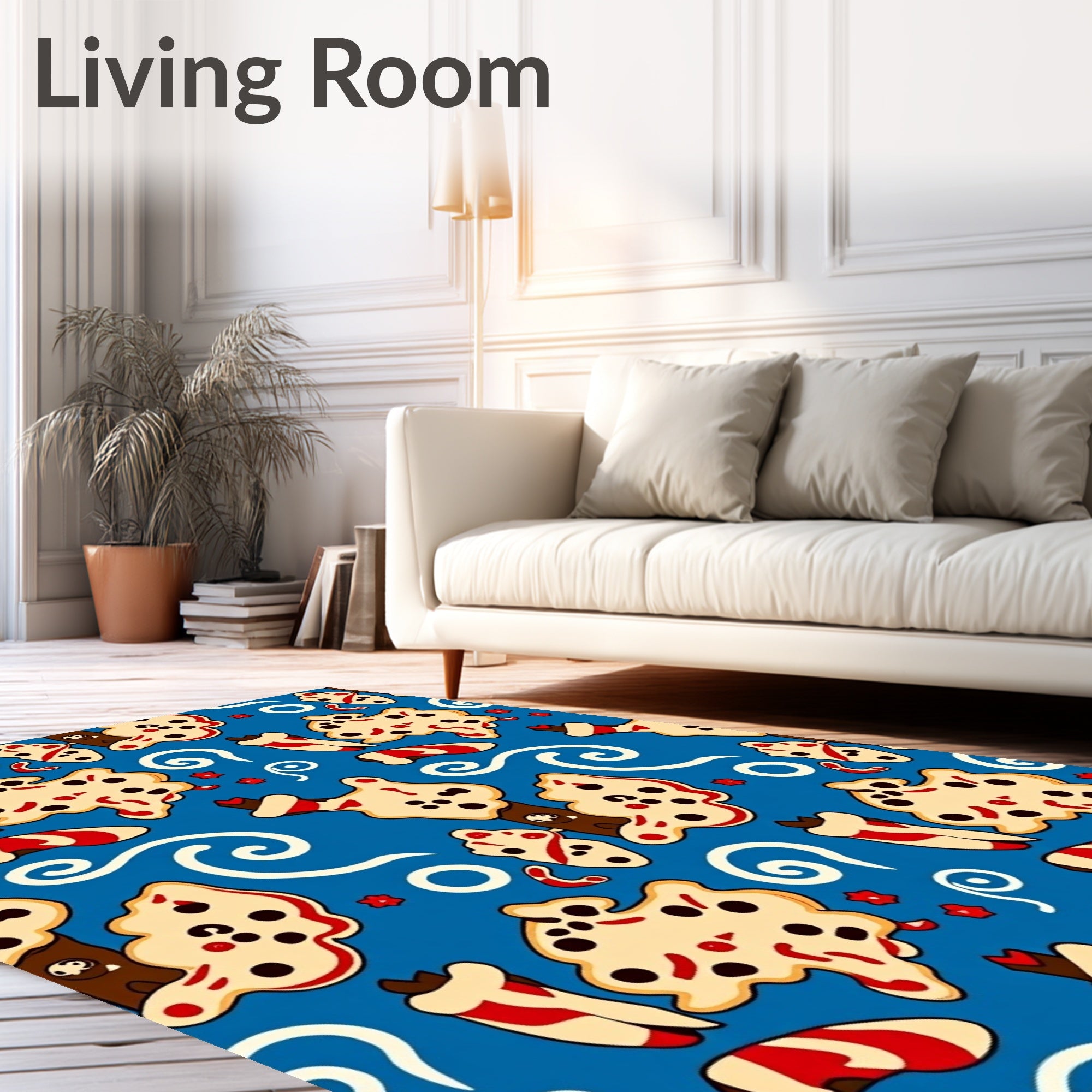 Whimsical Blue Blob Star Swirl Rug