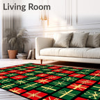 Festive Red Green Wrapped Gifts Rug