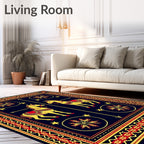 Golden Horses Red Saddle Medallion Border Rug