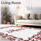 Crimson Floral Border Merry Script Rug