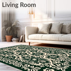 Ornate Green Floral Medallion Repeating Rug