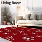 Crimson Winter Ice Crystal Scatter Rug
