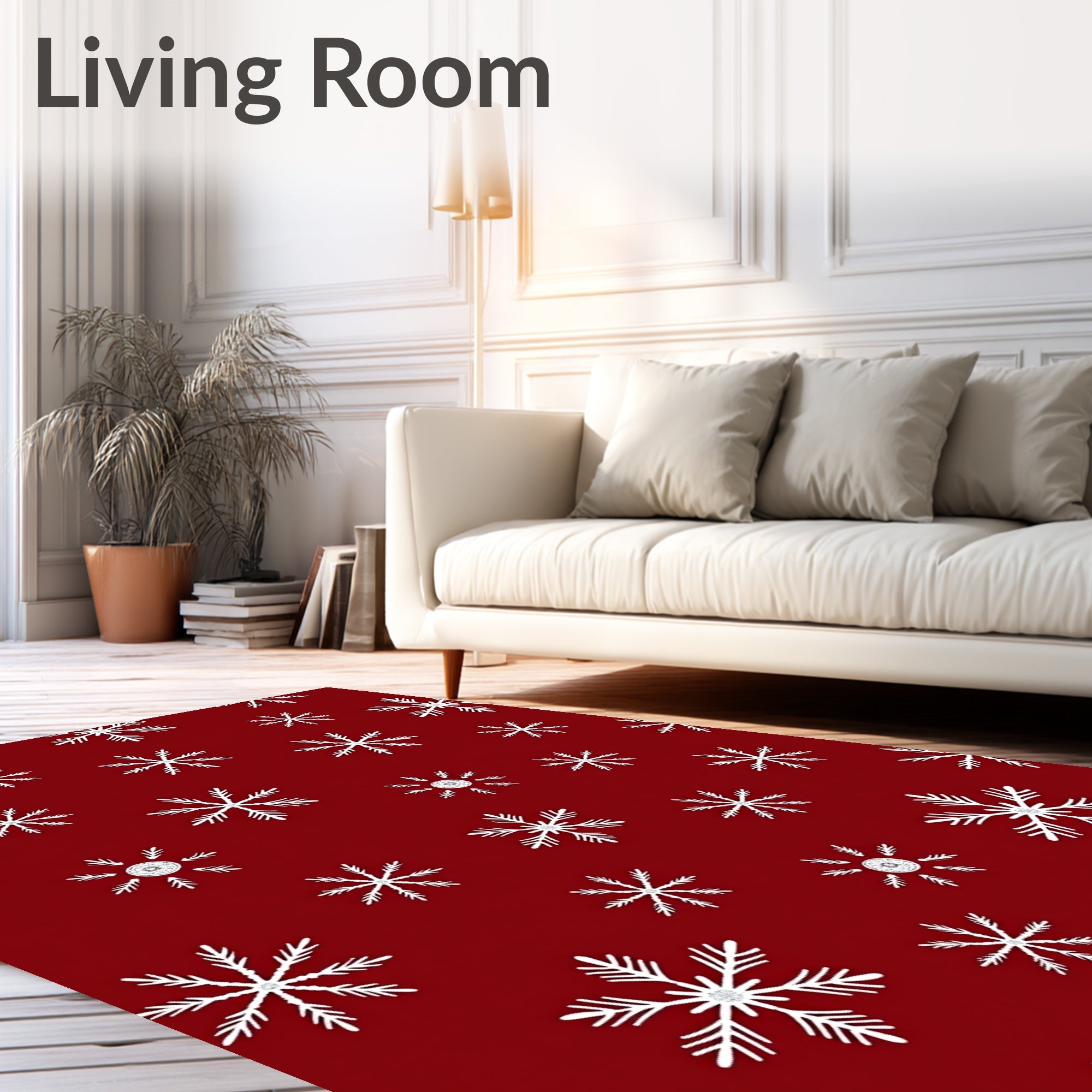 Crimson Winter Ice Crystal Scatter Rug