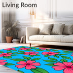Vibrant Pink Blooming Floral Garden Rug