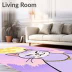 Whimsical Lilac Cat Moonlit Night Rug