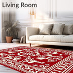 Rustic Red Deer Folk Art Rug