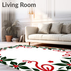 Festive Red Holly Leaf Swirl Rug