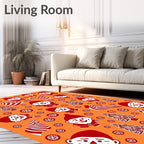 Red Gnomes Candy Cane Snowflakes Forest Rug