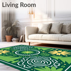Festive Green Yellow Forest Celebration Rug