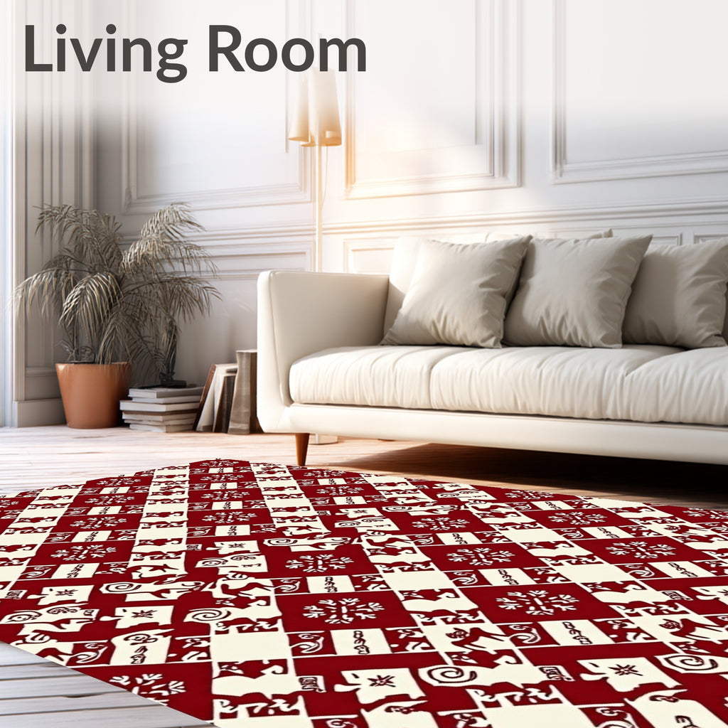 Crimson Diamond Folk Art Deer Rug
