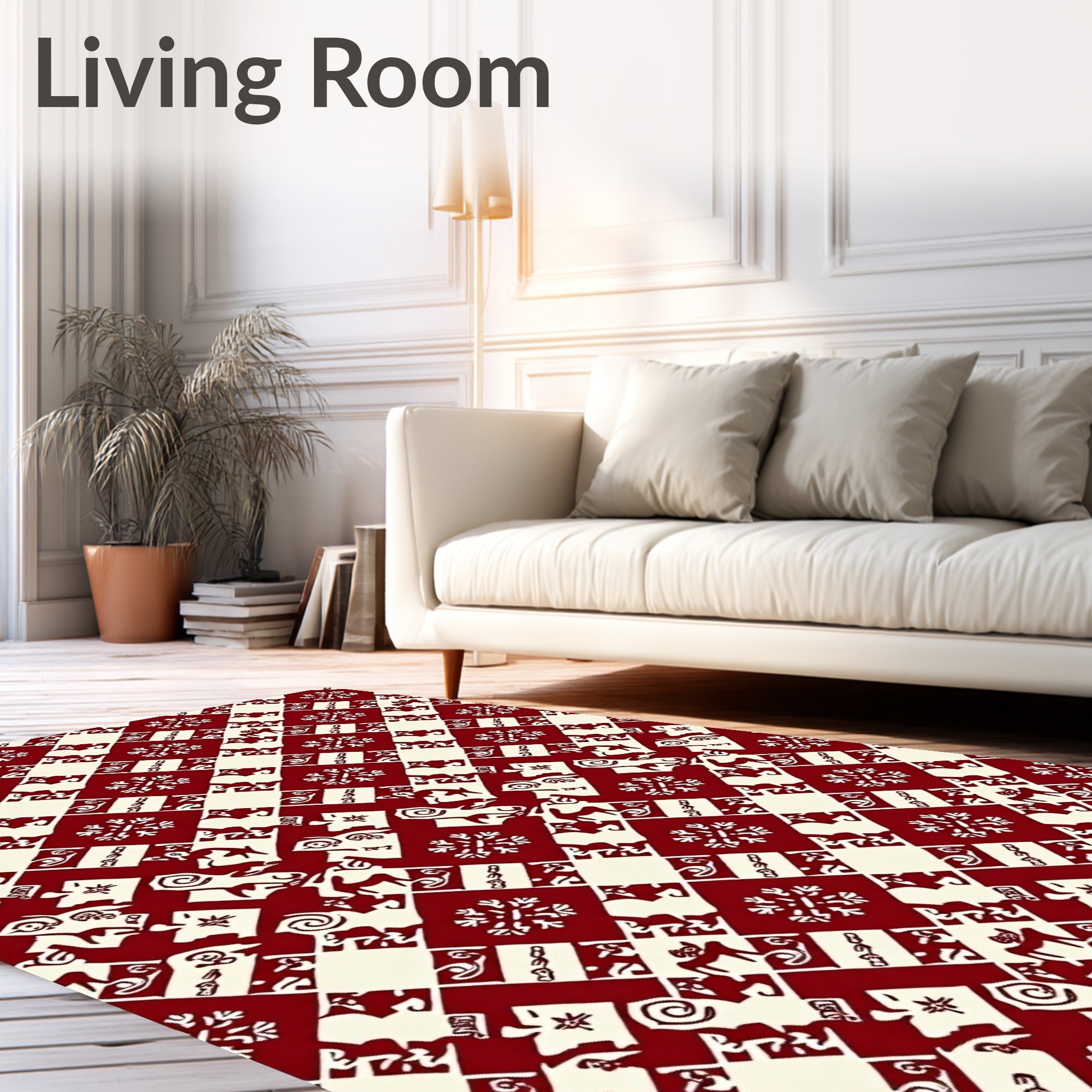 Crimson Diamond Folk Art Deer Rug