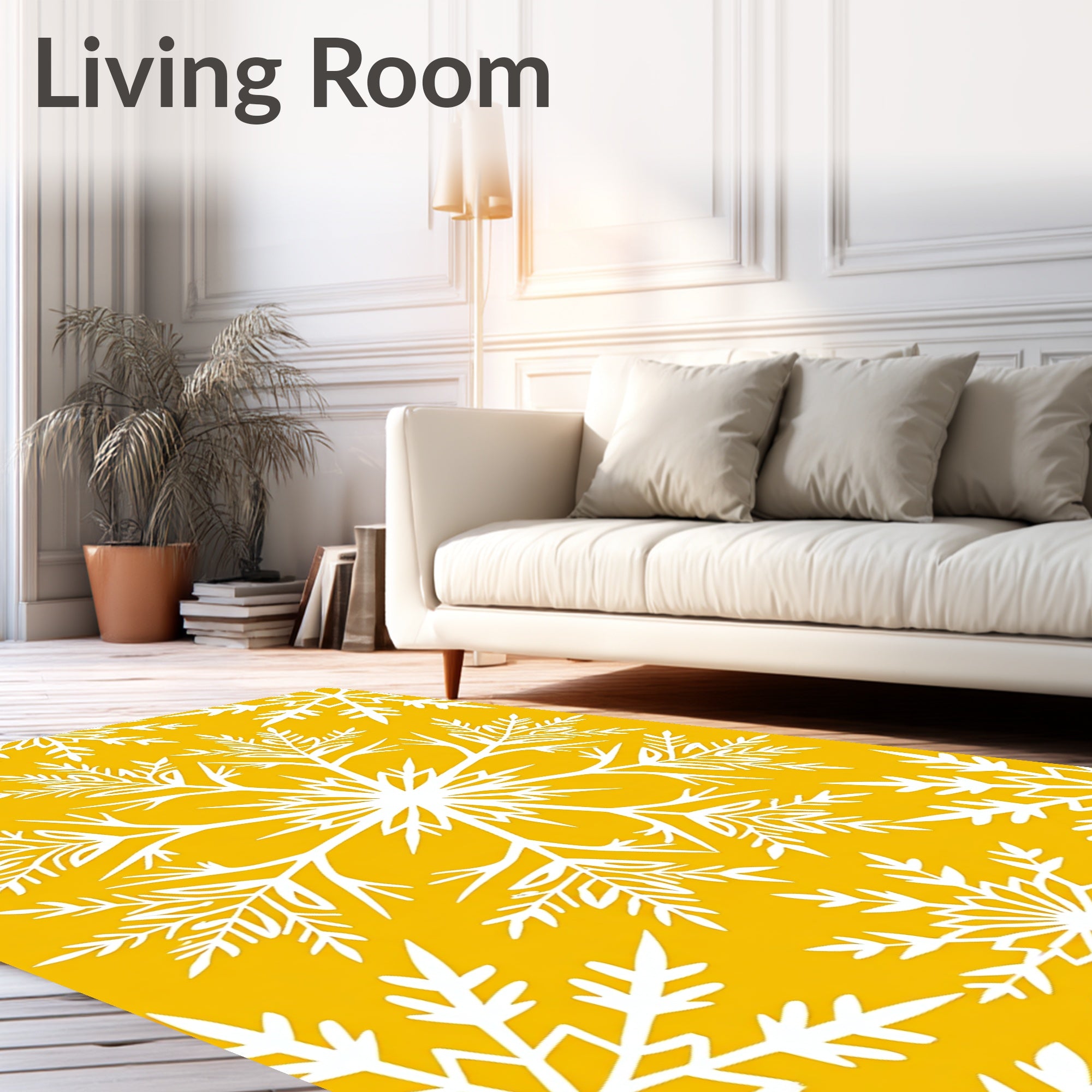 Golden Snowflake Radiance Rug