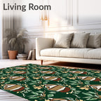 Leafy Green And Cream Nautical Motif Rug