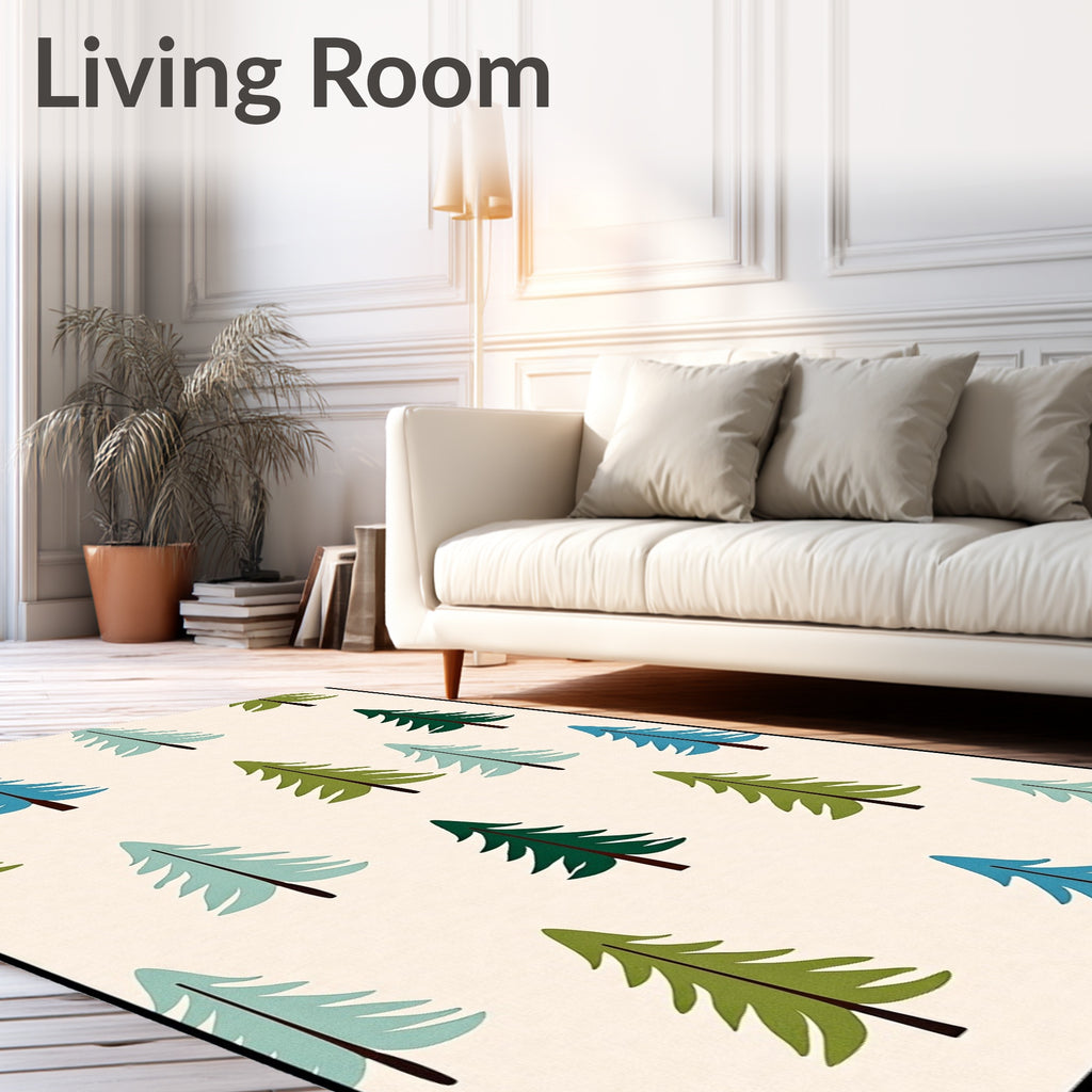 Evergreen Forest Trees On Cream Rug