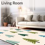 Evergreen Forest Trees On Cream Rug