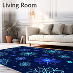 Deep Blue Snowflake Repeating Pattern Rug