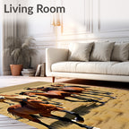 Chestnut Horse Herd Meadow Scene Rug
