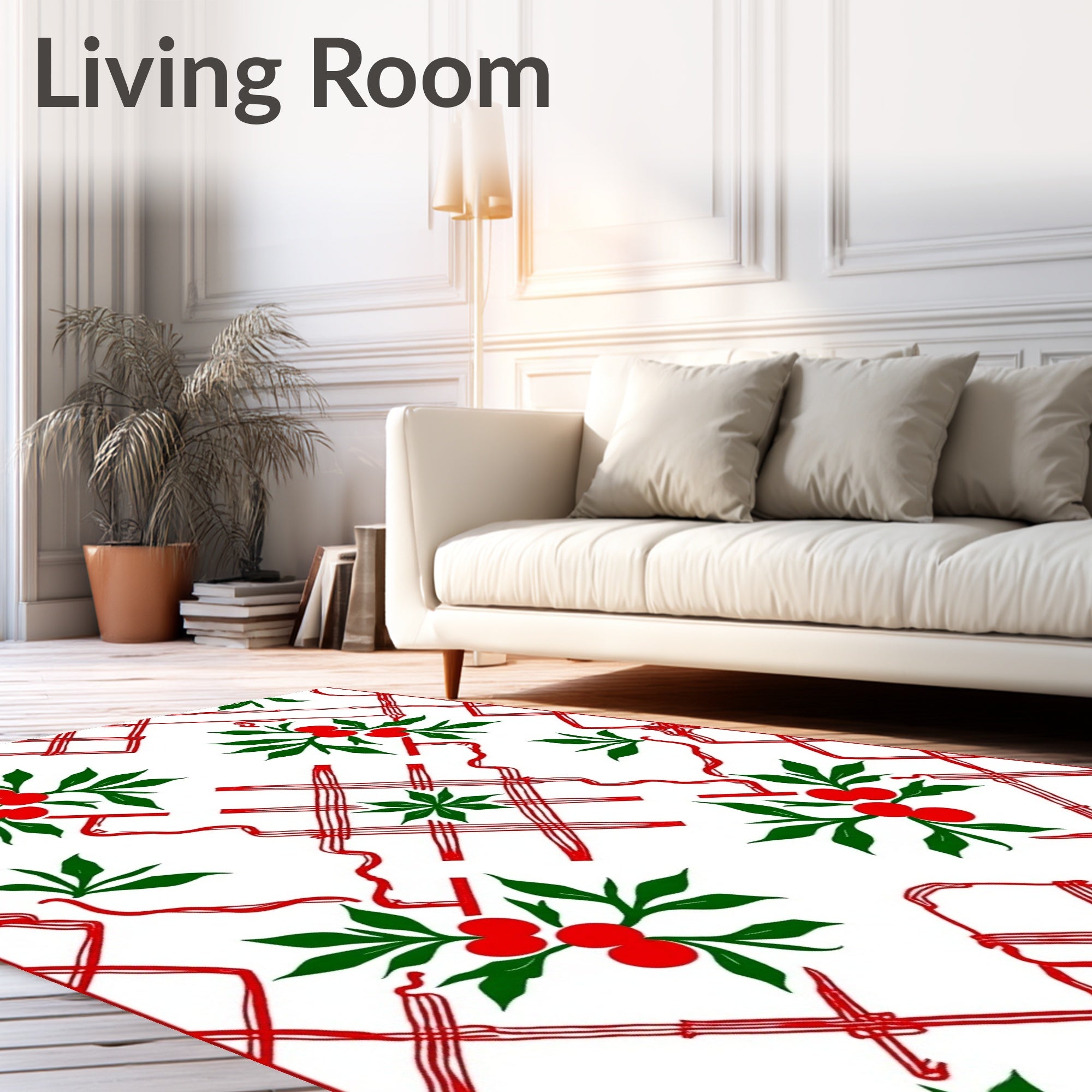 Red and Green Berry Lattice Rug