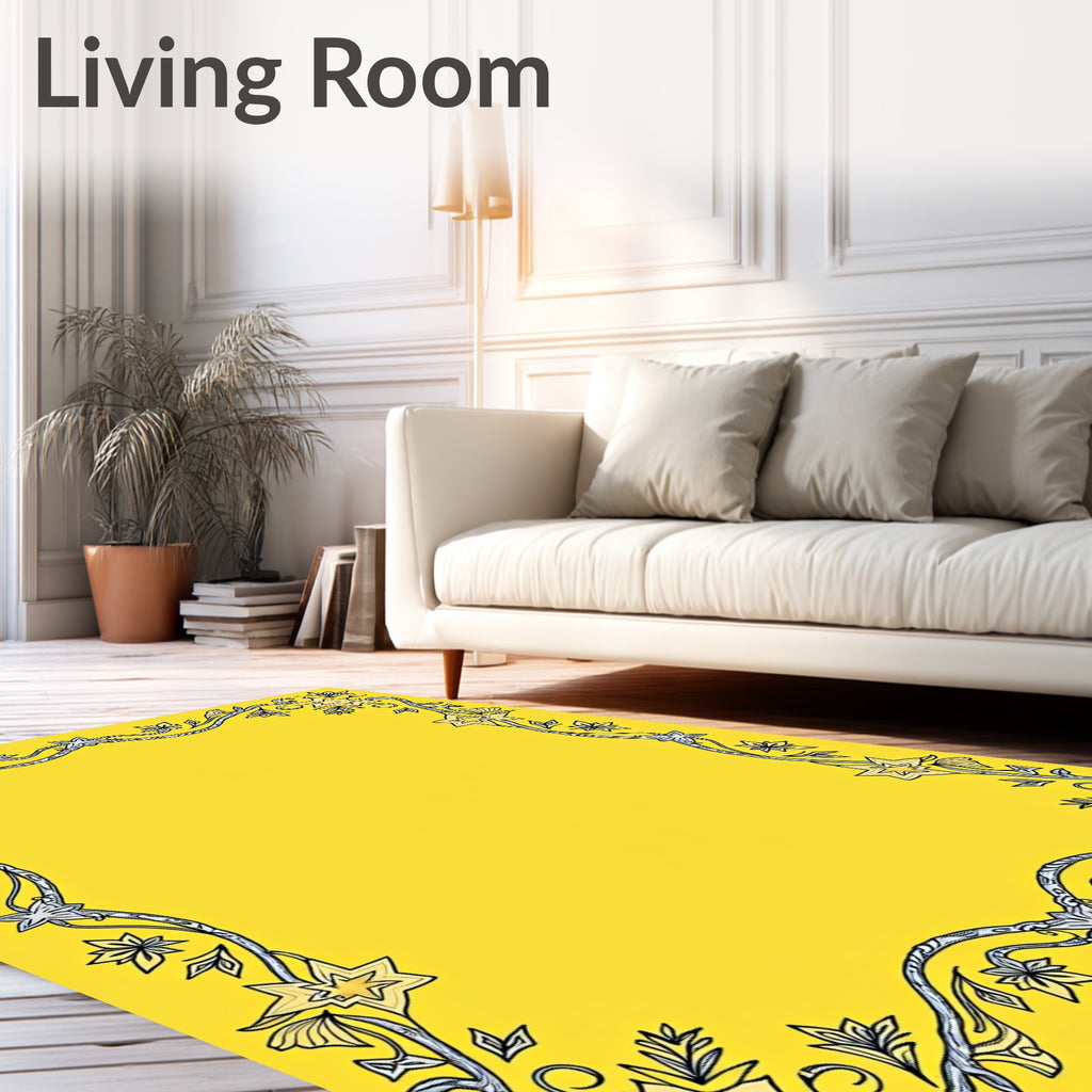 Golden Star Vine Border Rug