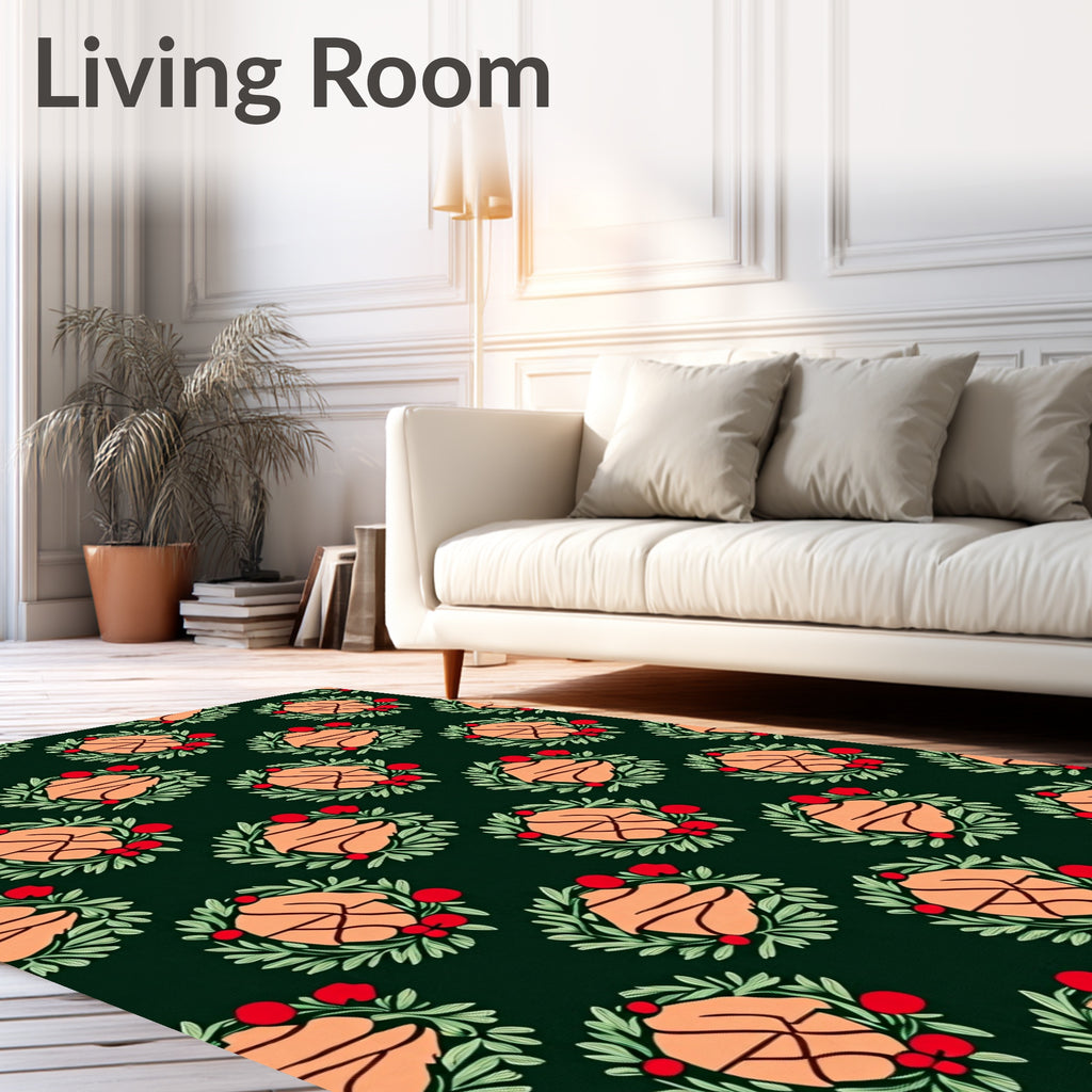 Festive Orange And Green Berry Wreath Rug