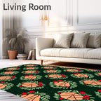 Festive Orange And Green Berry Wreath Rug