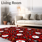 Whimsical Red Checkerboard Grin Faces Rug