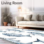 Blue Fish with Ornamental Body Art Rug