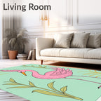 Pink Flamingo Tropical Foliage Rug