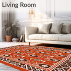Terracotta Floral Shield Medallion Rug