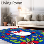 Winter Snowman Festive Floral Garland Rug
